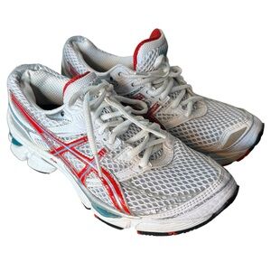 ASICS Gel Cumulus 13 Cross Trainers Running Shoes Sneakers White Red Sz 7 *Flaw*
